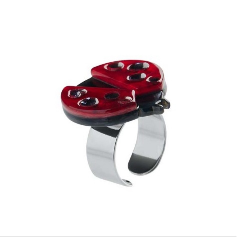 Lou Lou Ladybug Statement Acrylic Ring size Medium by Erstwilder - Picture 5 of 6